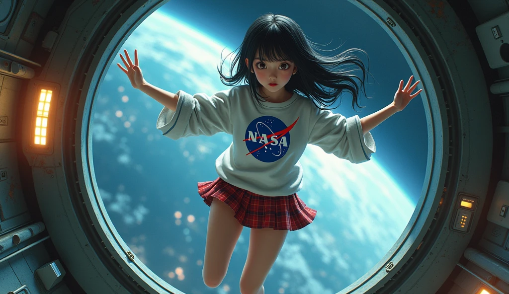 There was a girl about  standing at the window of the spaceship.。She sees the Earth for the first time、My eyes sparkled at the beauty。The blue earth and white clouds of the Earth floating in space、Her heart felt infinitely expansive。She imagines the mysteries and wonders of the Earth.、My curiosity for space began to grow.。