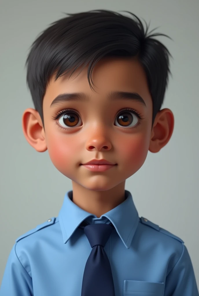 there is a indian boy with a short hair and a blue shirt, navy blue tie, character headshot portrait, 8k portrait render, realistic studio portrait, headshot portrait, headshot profile picture, highly detailed vfx portrait, realistic portrait photo, high quality portrait, headshot photo, halfbody headshot, nft portrait, realistically rendered face, inspired by Rudy Siswanto, highly detailed vfx portrait of