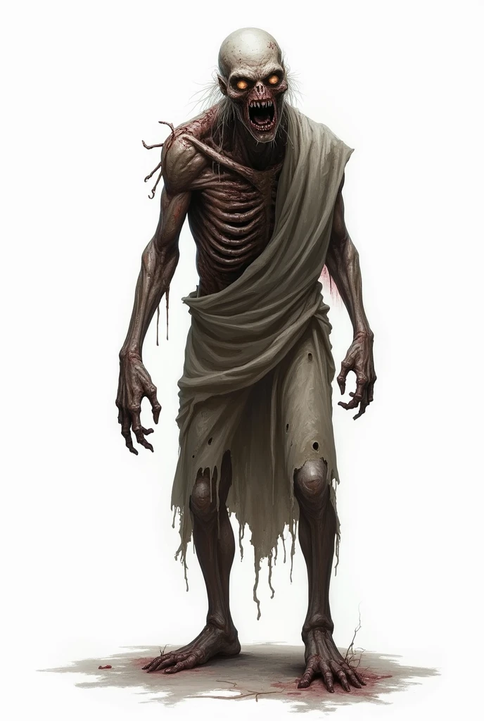 A thin naked creature (Naked men,Ragged clothes) In the woods, ghoul, ghost(Ghost 1.5),unholy, Creepy, Horror, Dark, Intricate design and details, Dramatic lighting, Photorealistic, Cinematic