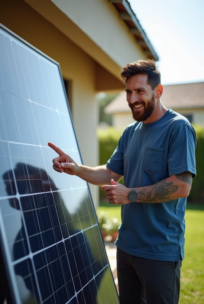 Escena 1:
[El video comienza con un hombre mirando hacia el cielo con gesto preocupado, mientras se enfoca en las placas solares cubiertas de suciedad y polvo.]

Narrador: “In a world where clean energy is essential…” Scene 2:
[El hombre toca una placa solar cubierta de suciedad, showing accumulation of dust and debris.]

Narrador: “…every particle of dirt can slow down the potential of solar energy.” Scene 3:
[El hombre toma un trapo y un limpiador especializado, y comienza a limpiar las placas solares con movimientos firmes y precisos.]

Narrador: “But with proper care…” Scene 4:
[The solar panels are now clean and shiny., reflejando el sol con un brillo deslumbrante.]

Narrador: “…the energy of the sun can shine in all its splendor.” Scene 5:
[The man smiles satisfied while looking at the clean and efficient solar panels.]

Narrador: “Let us help you keep your solar panels in their best condition!” Scene 6:
[Logotipo de la empresa y detalles de contacto aparecen en pantalla.]

Narrador: “Contact us today for a professional solar panel cleaning service.”.”

[Fin del video con un fondo musical optimista y motivador.]
