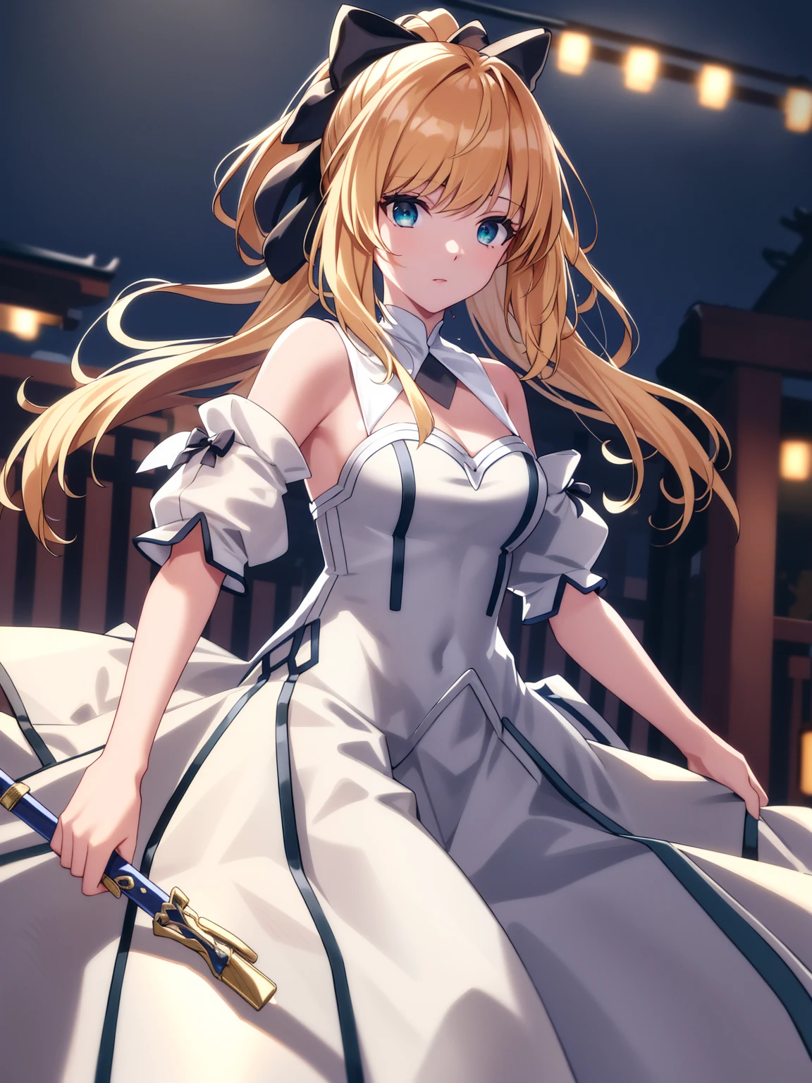 Young and beautiful Kathryn Newton,Single glasses, White dress shirt, The neckline is deep, White mini dress, black,身穿black, Surreal, , Model Diagram,Extra large breasts, Beautiful breasts, Big Ass, Long hair, Ponytail, Blonde hair, Long legs,Extra large breasts, 8K, futuristic city, Cherry blossoms,Sweating all over the body,Large areas of clothing are wet, sunrise, LED lighting, Anime style, (((cleveage))),((Leaning against the wall,Sideways posture))