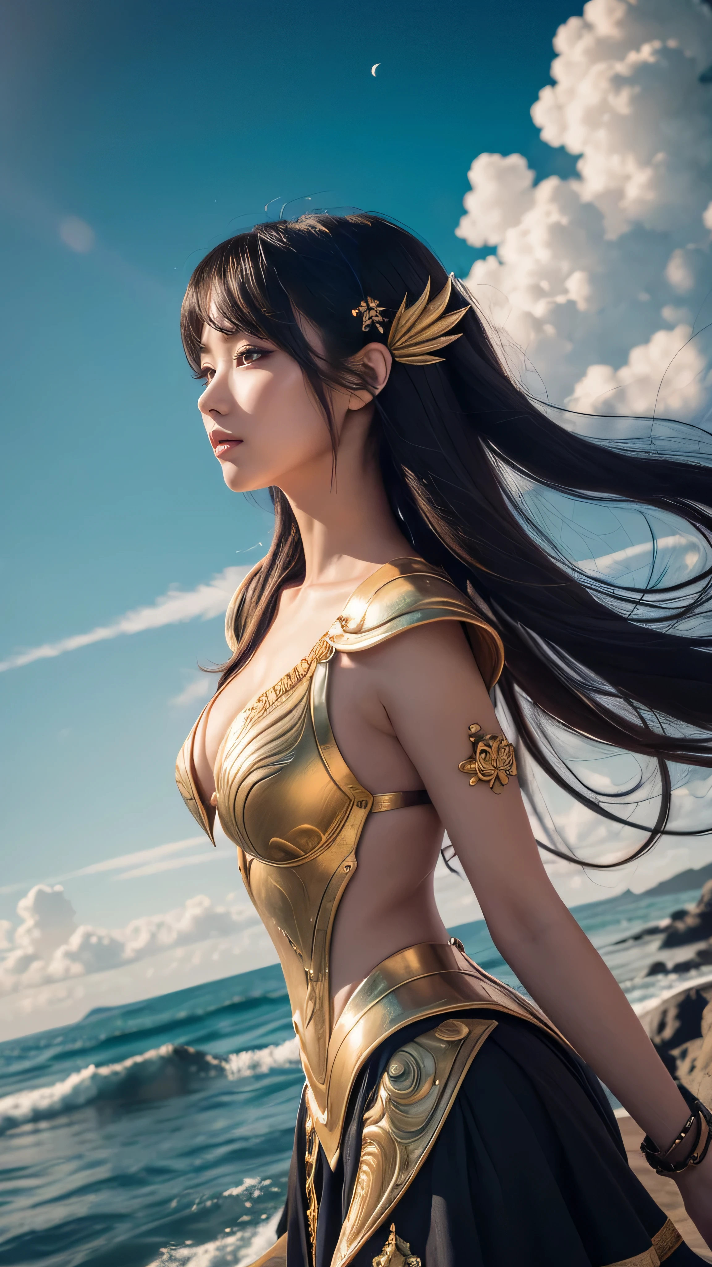 irelia from league of legends, a beautiful 24 years old woman, asian girl, dark blue long hair, blue eyes, fit body, she controls blades in the air, serious face, detailed photograph, 8k, uhd, high quality photo, bright day, grassland background, sexy girl, perfect body, perfect face, very big eyes, detailed face, detailed hands, detailed eyes, high detailed photograph, 16k, perfect woman face, (((sex)))