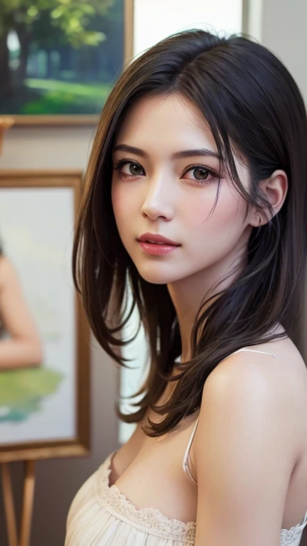 best quality, masterpiece, 1girl, Beautiful face, (photo realistic:1.3), soft lighting, (high detailed skin:1.2), 8k uhd, dslr, high quality, high resolution, 4k, 8k, absurdres, best ratio four finger and one thumb, (realistic:1.3), pretty japanesse woman, medium breasts, little lips,