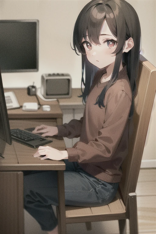 Drawing of a girl sitting on the bed holding a laptop, Perfect lines, Clean anime silhouette, clean linework, Bold draft, line art!!, line art, Simple lines of art, line art behavior hd, Bold lines, Clear 8K line art, Thick black line drawing, thick line art, line art - n 9, line art