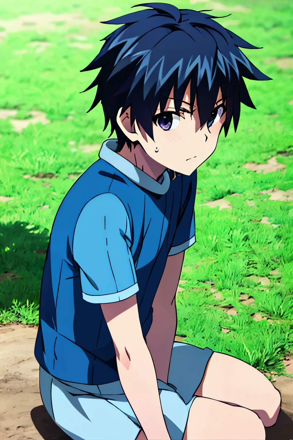 Hachimaki male gun blue hair Seibu town