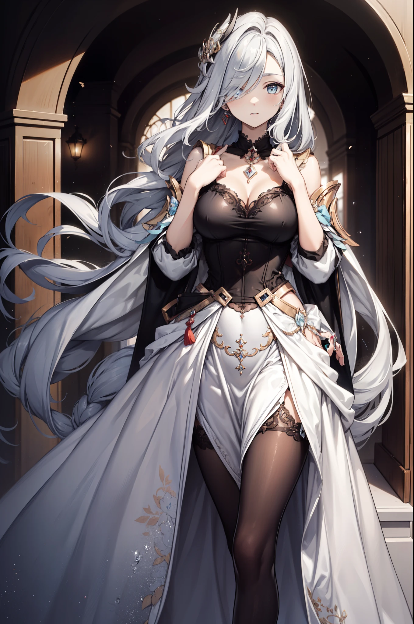 (tmasterpiece,best qualtiy)A detailed,People table,character sheets,Lots of items(The same person,Do not cover your head,Nice looking skirt,Witch hat,Many parts), (((The same person,multiple persons)))Cute girl with cat ears,big breasts beautiful,No chest leakage,White color hair,be full of details,The arm is unobstructed,Draw all five fingers,(((Completely front-facing,The face is facing forward,The body is facing forward,Don't sideways,Arms outstretched,standing straight,long skirt)))(((((full bodyesbian)))))(((((Standing painting)))))