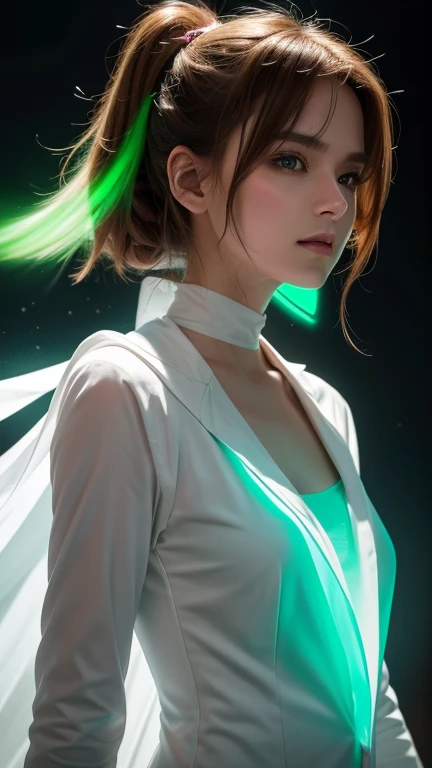 (Ghost Dust)　Beautiful woman　　 ultra high resolution 　4k　red flash　Green aura　