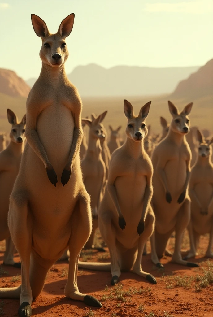 there are five kangaroos in underwear standing in a line, kangaroos, subject: kangaroo, subject : kangaroo, australia, on a hot australian day, spy kangaroo, australian, in the australian outback, in the australian desert, in australia, shutterstock, kangaroo, inspired by Jeff Koons, australia intricate, australian outback, trending ，, slam dancing creatures