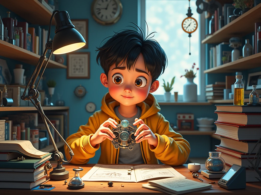 make a boy about Canadian at home ready to go to school reading a newspaper about a deadly new virus spreading