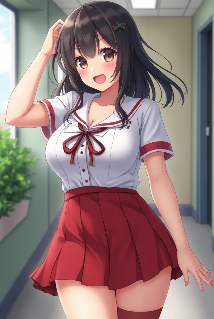 ((Tabletop, Highest quality, High resolution,, Pixel Perfect, 4K, ))), One Girl, , beauty、The whole body is visible、 ((Mid-wave hair, bangs, Brown Hair)), ((Brown eyes, Beautiful eyelashes, Realistic eyes)), ((Detailed face, Blushing:1.2)), ((Smooth texture:0.75, Realistic texture:0.65, Realistic:1.1, Anime CG Style)), Medium sized breasts, Dynamic Angle, Perfect body, ((Tennis Wear, , , White shirt, Long pleated skirt)), School locker room、Stand in front of the locker、Very embarrassing panic smile, 、、Stick your butt out、Leaning forward、(、She is taking off her pink panties、Flip up your skirt with both hands、、)、Angle from below