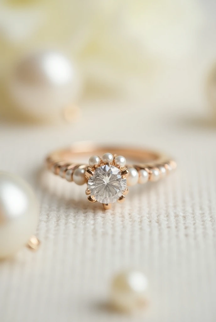 The diamond marriage ring with pearl theme