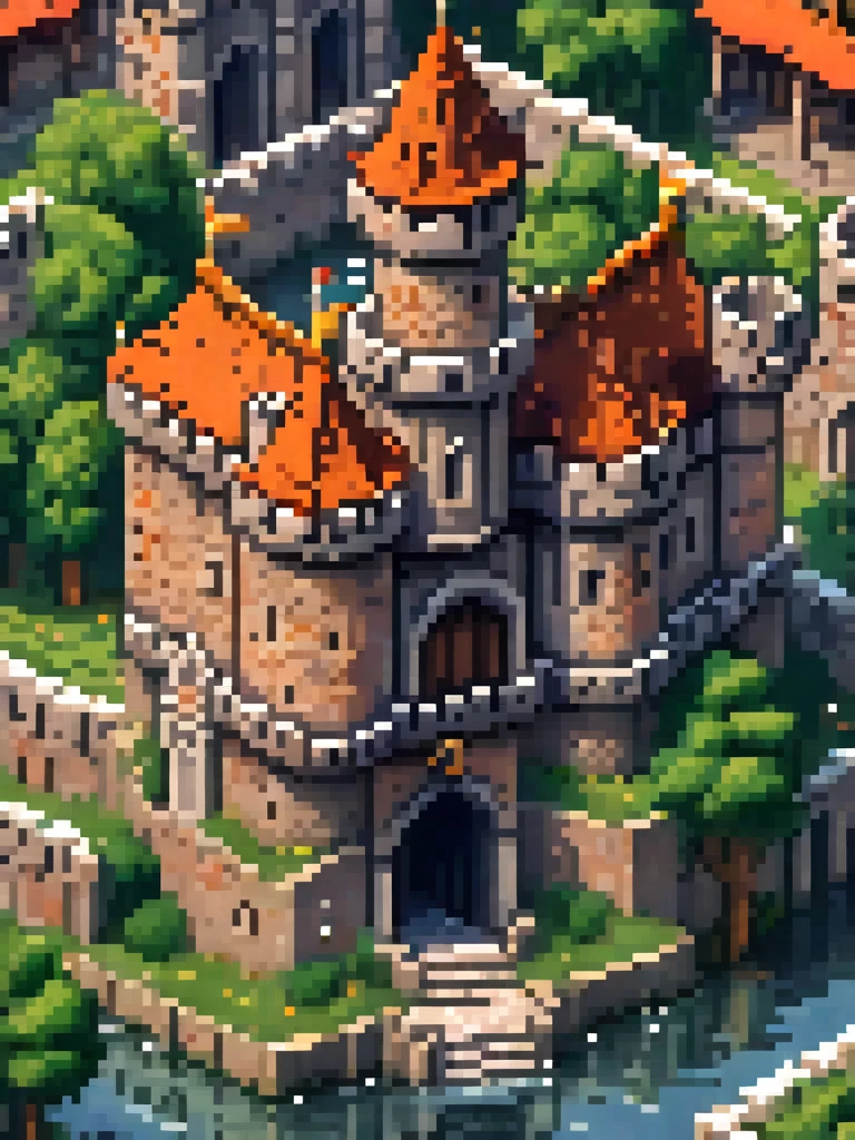 a close up of a building castle, beautiful detailed pixel art, detailed pixel art, detailed pixel artwork, isometric pixelart, isometric pixel art, isometric game art, high quality pixel art, isometric 2 d game art, isometric palace, ultra detailed game art, pixel art isometric drawing, isometric art
