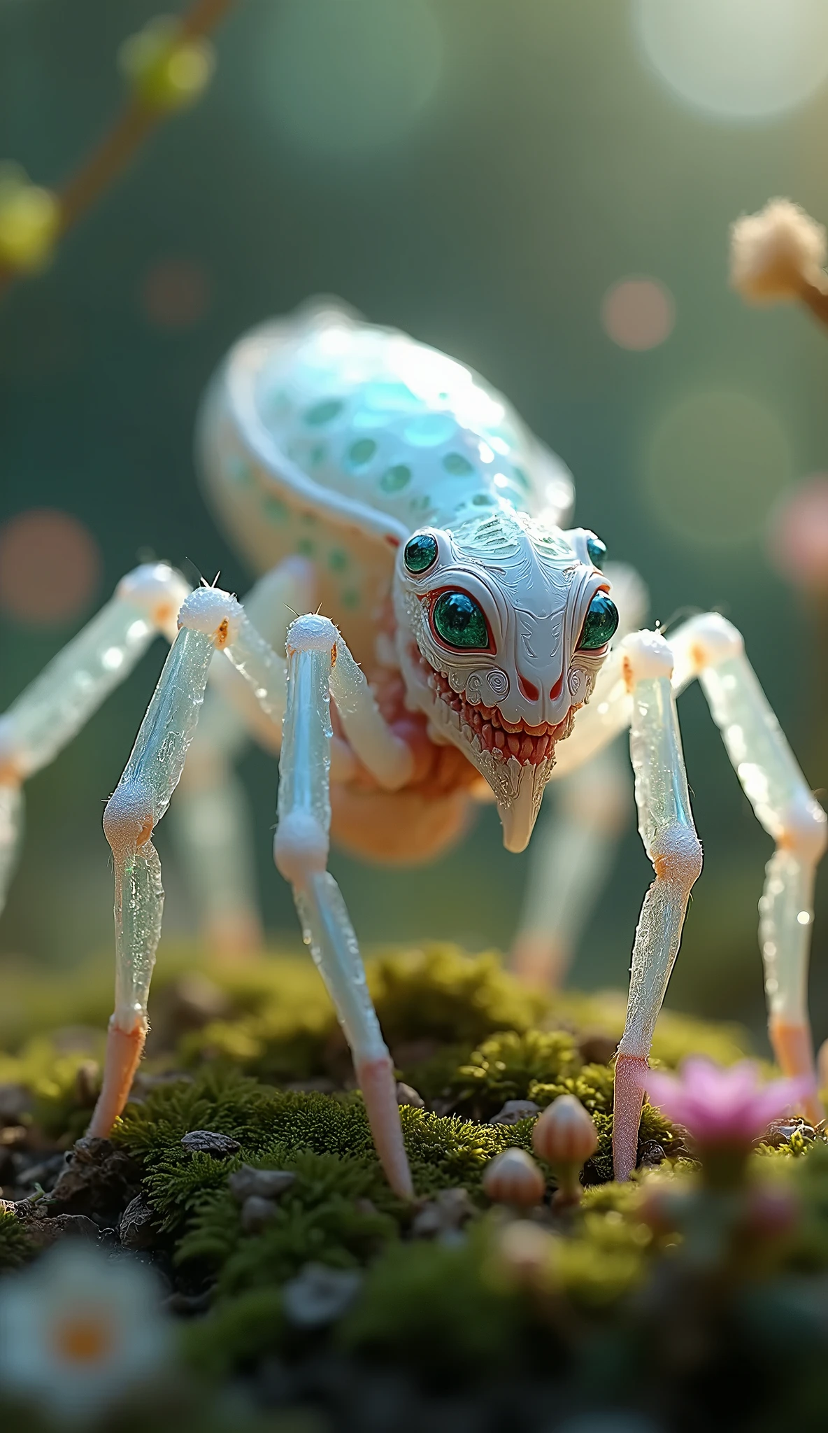 A scene depicting a mesmerizing masterpiece featuring the best quality and intricate details: a lone girl caught in a slimy silk cocoon, suspended in mid-air by intricate spider webs, within a spider web-covered environment. The surroundings are filled with creepy spiders.