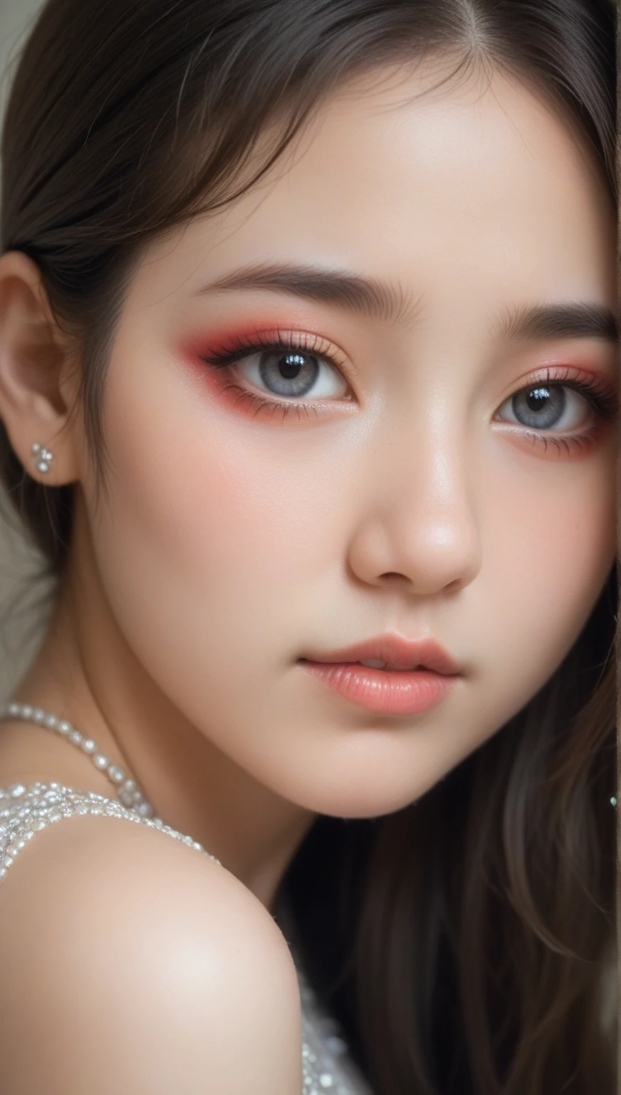 8K resolution, ultra-high definition, pixel perfect, ultra-fine details, delicate facial features, upright, big eyes, clear, pictures, ultra-clear, ultra-clear, detailed pictures, eyebrow makeup, eyebrows, eye makeup, elegant eye shadow colors, mermaid Ji, elegant lip makeup, pink, thick lip makeup, watery lip makeup, natural, gentle, contouring, blush, clear, elegant, wallpaper, ultra-clear, master work, 16K, high-speed high-definition, detailed, Super artistic, national style, long camera, shooting, studio, master photo, oriental beauty, close-up of face, panorama, studio, light sense, modern style, ancient style, 8K resolution, ultra-high definition, pixel perfect, ultra-fine details