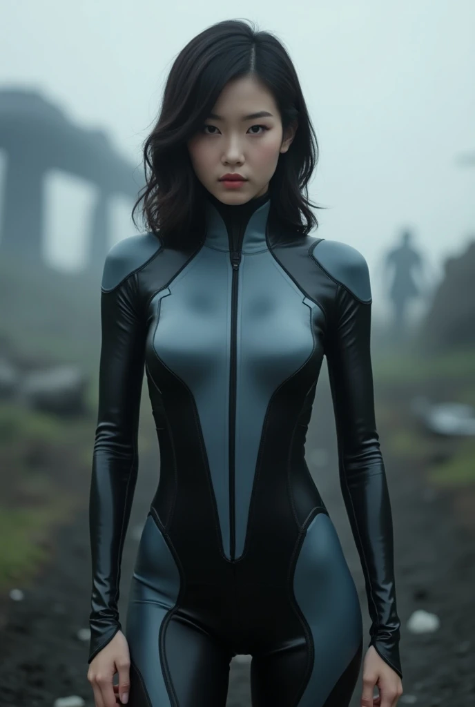 Samurai girl in latex wetsuit 
