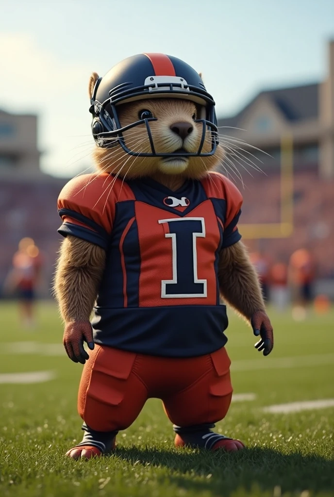 Muscular capybara mascot wearing a jacket