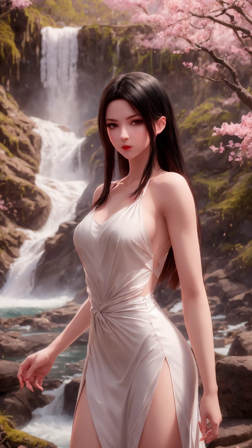a close up of a woman in a white dress near a pool, seductive tifa lockhart portrait, smooth anime cg art, 3 d anime realistic, tifa lockhart, tifa, realistic anime 3 d style, tifa lockhart portrait, photorealistic anime girl render, 8k artgerm bokeh, portrait of tifa lockhart, photorealistic anime