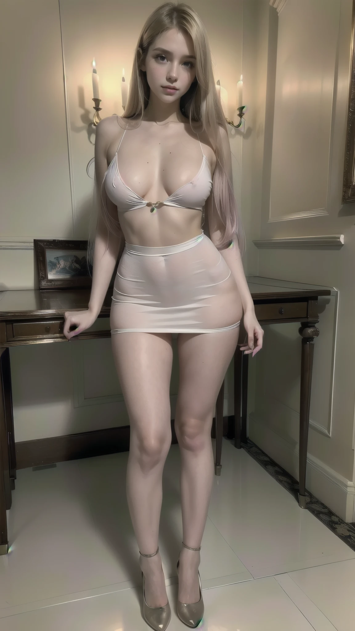 There's a doll in a pink dress , articulated doll,  art doll , Barbie doll anime,  milky white porcelain skin , Plastic doll,  White porcelain skin,  Fluffy porcelain doll , pale  White porcelain skin,  ultra realistic sweet bunny girl, change in dress, change, dreamy and detailed, Doll dream , wishes, long hair hair]:1.8), (full body:1.8), (upper body up:0.3), (hyper realistic:1.4), (realistic:1.3), (best quality real texture skin), Detailed eyes, detailed face, PERSEPHONE, persephone, (SFW:1.5) Hyperrealistic, LESS saggy breasts, (SMALL BREASTS:1.5), (HUGE LEGS:1.5), (LESS THIGHS:1.5),  perfect legs ,  perfect legs , pernas added, pernas added e perfeitas, toned legs, toned thighs, pernas added, Smooth thighs. ( erotic pose :1.5), (thick eyebrows:1.2), (big purple eyes:1.2), ( eyes:1.4), ( High-resolution eyes :1.1), ( ultra detailed skin texture :1.4), (Beautiful toned body:1.1),  cameltoe
