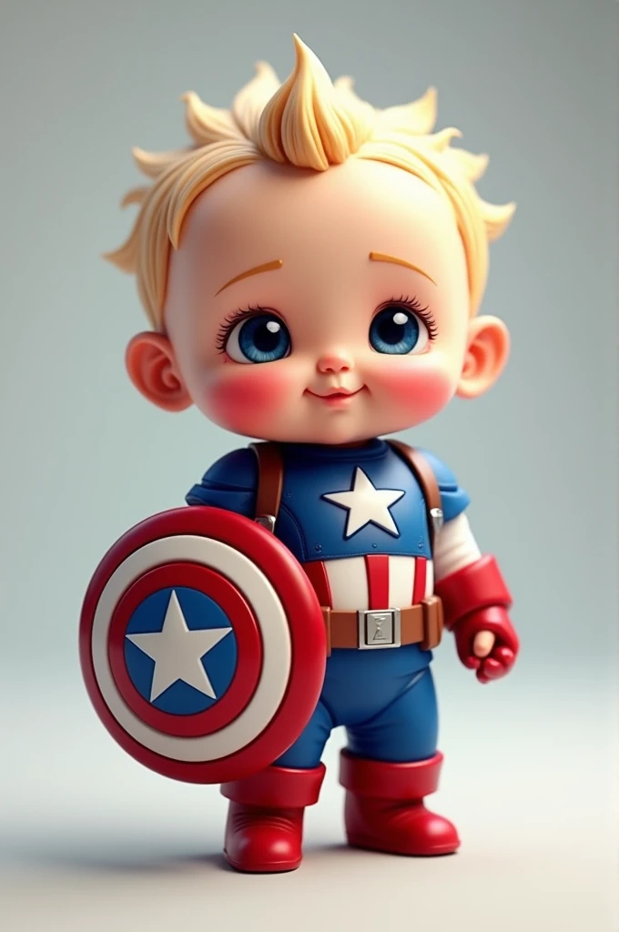 Cute white boy doll crisp 8K Captain America, chibiStyle --auto --s2