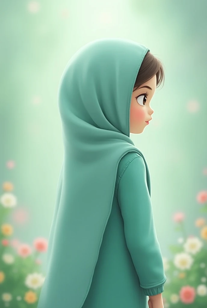 A Beautiful and Elegant Arab Woman Wearing Hijab, Flat Background, Skottie Youn Style