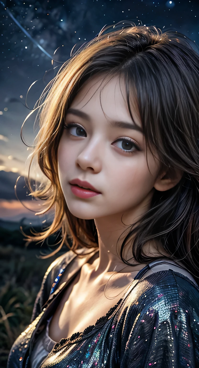 The girl whose skirt was blown under the dark clouds