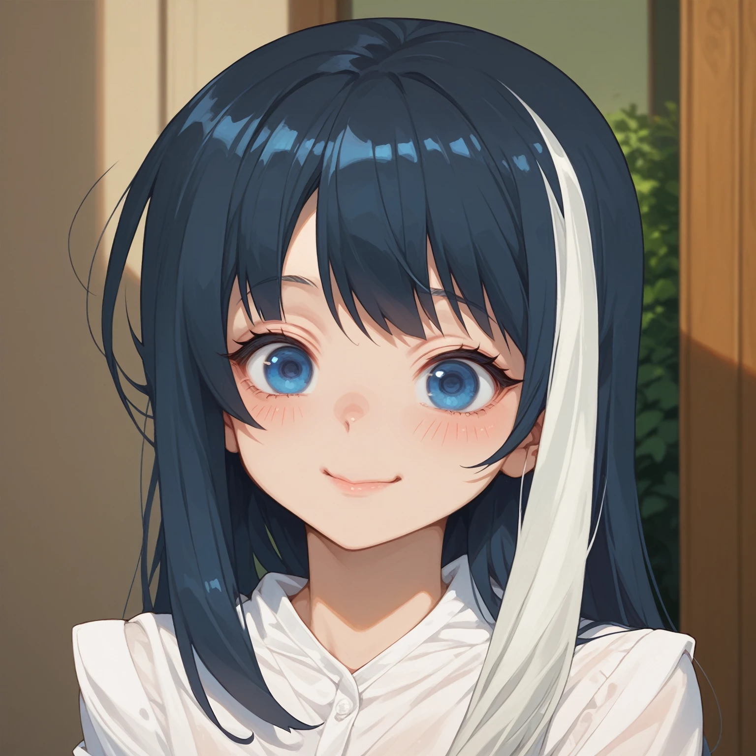 Beautiful girl with blue eyes and long hair in a white shirt, nagatoro, rei hiroe, mayuri shiina, beautiful visual of a cute girl