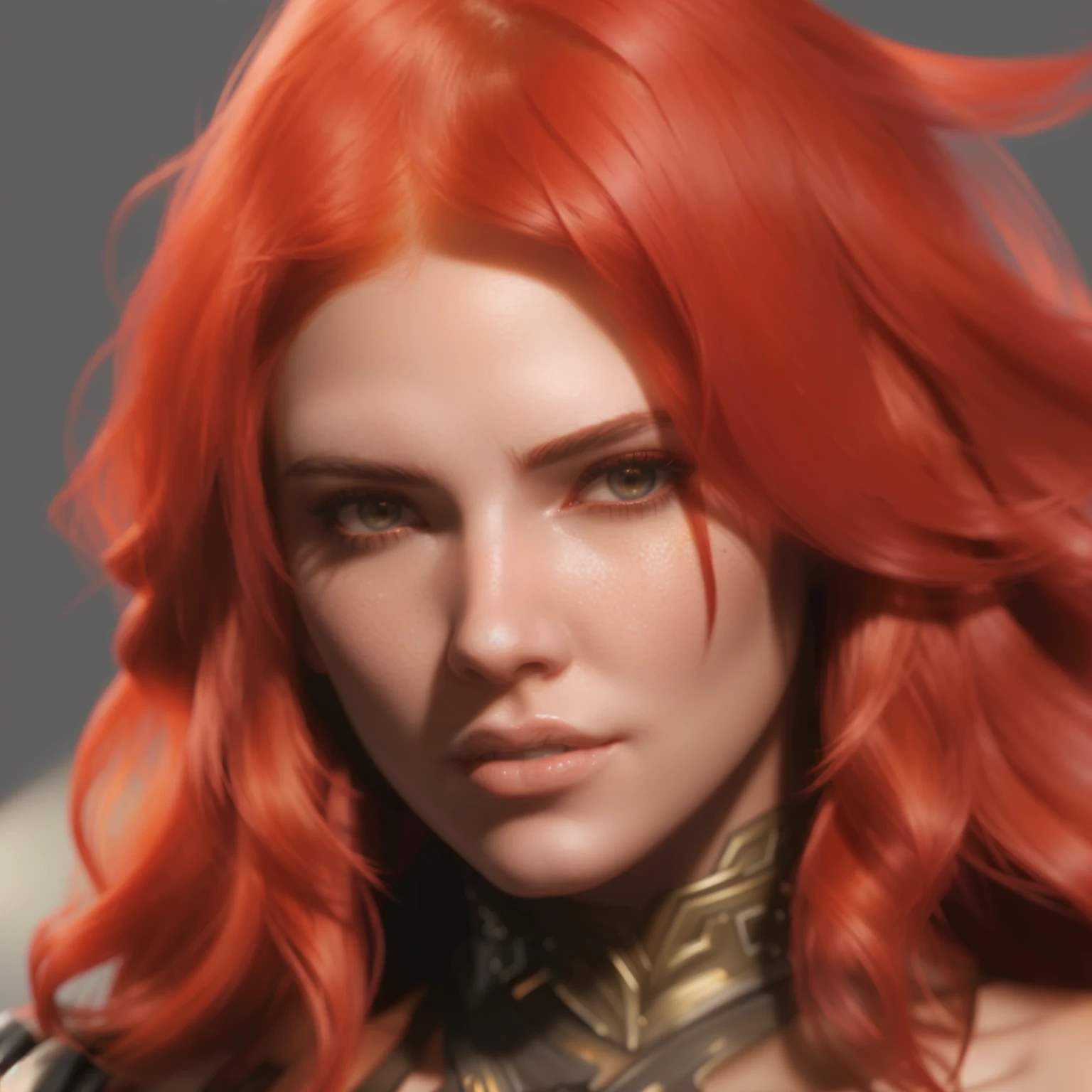 a close up of a woman with orange hair and a black outfit, 3 D Rendu Personnage Art 8 K, deviantart artstation cgscosiety, cgsociety saturated colors, 8 k character details, 3 d render stylized, Personnage de style Valkyrie, cgsociety masterpiece, Chengwei Pan sur ArtStation, Concept art de personnage 8k, 8 k personnage concept art
