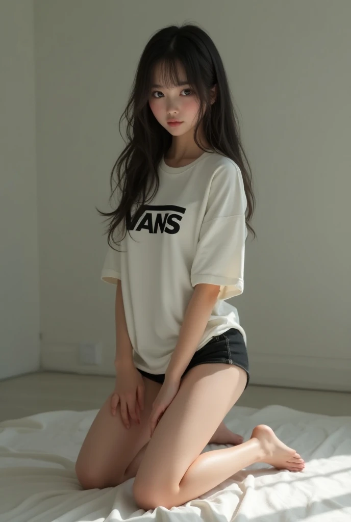 younger teenager, just in black socks, beautiful pussy, 8K, realistic human body, Jenna Ortega,