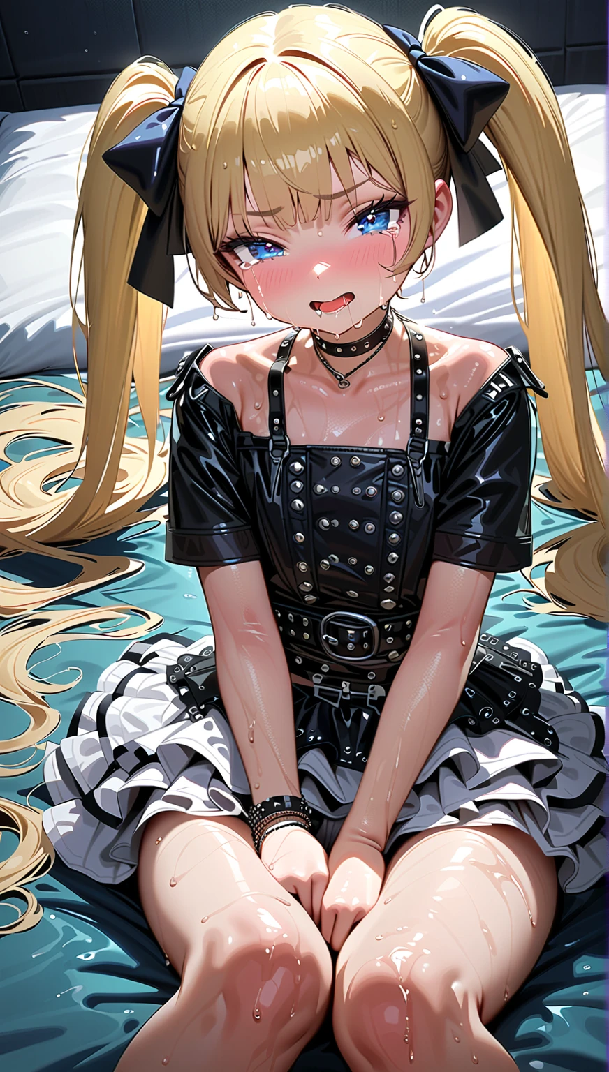 nsfw,((One man and one woman,Having sex)),Riding on top of a naked man,Showing off her nipples,masterpiece, best quality, highres, hmaw1, long hair, hat, black dress, long sleeve, black sleeves, white bloomers, cowboy shot, Simple Background