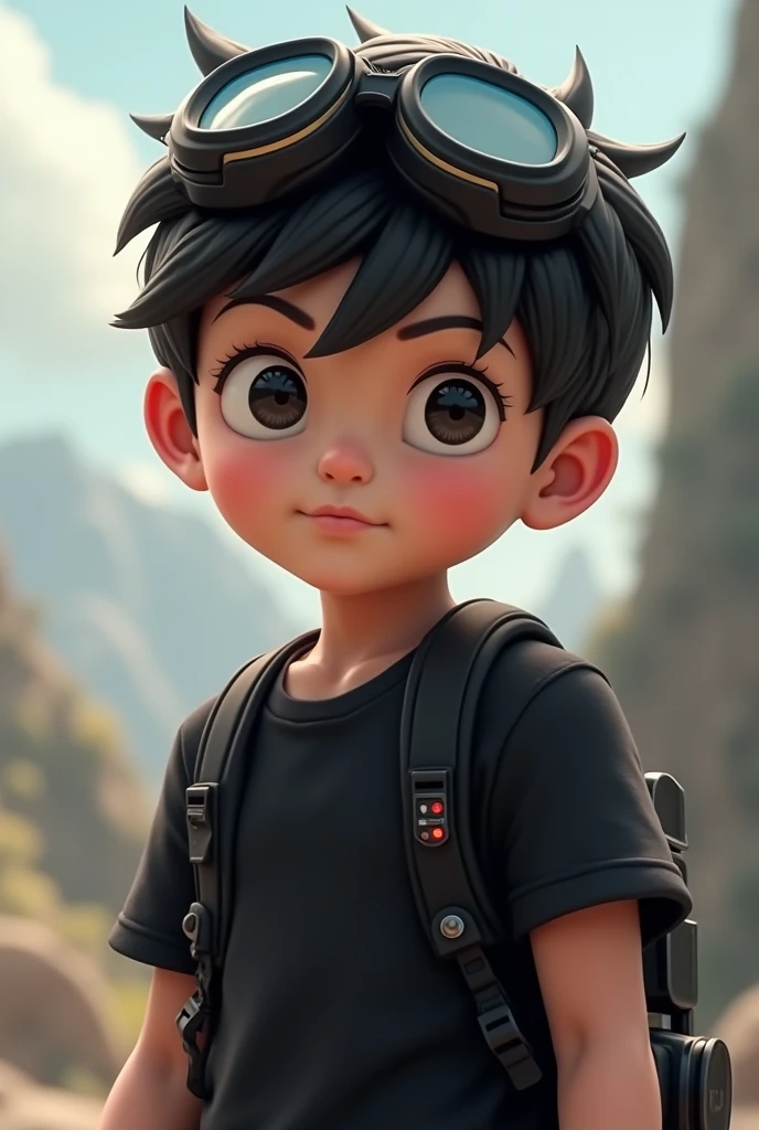 a close up of a cartoon boy with a backpack on a dirt road, a picture inspired by Rudy Siswanto, trending on Artstation, sumatraism, animated film, avatar image, animated movie, 3 d animated movie, animation film, pixar portrait 8 k photo, maya 8 k, lucas arts adventure, fanart, small character. unreal engine 5