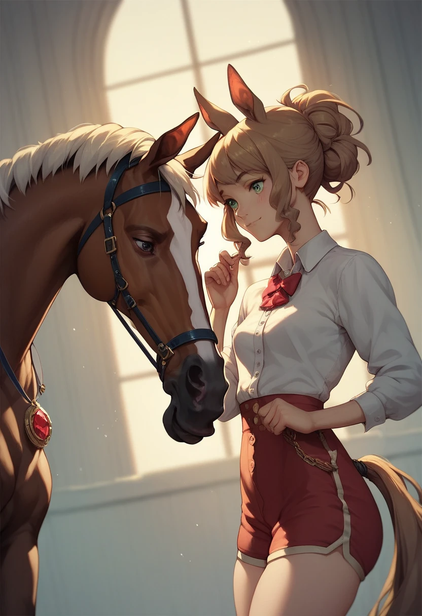  (Best Quality, masterpiece), agnes tachyon, horse ears, horse tail, ((Motsuaki)), skiny,