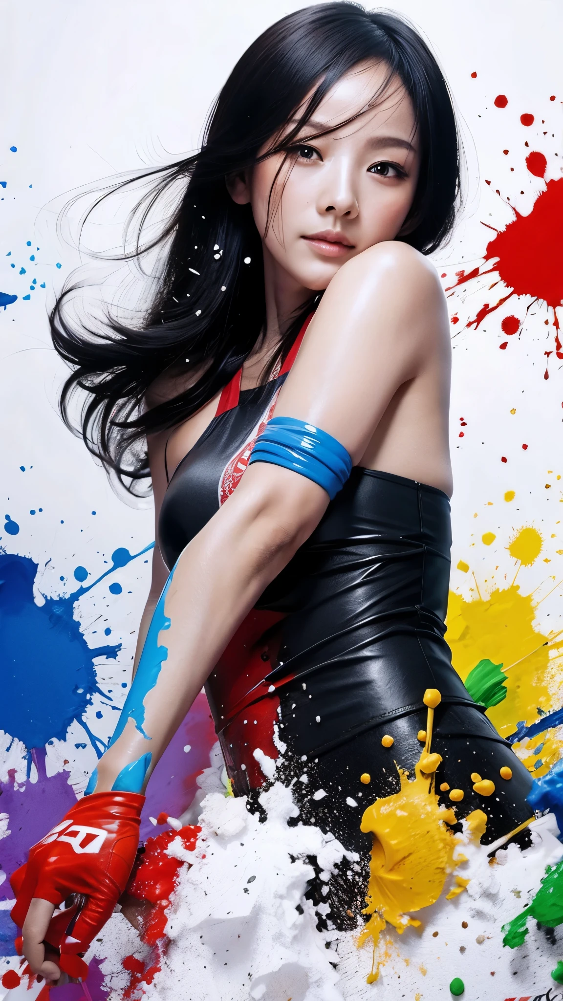 (Masterpiece, Best Quality, High Resolution), White Background, ((Paint Splash, Color Splash, Splash of Ink, Color Splash)), Front,