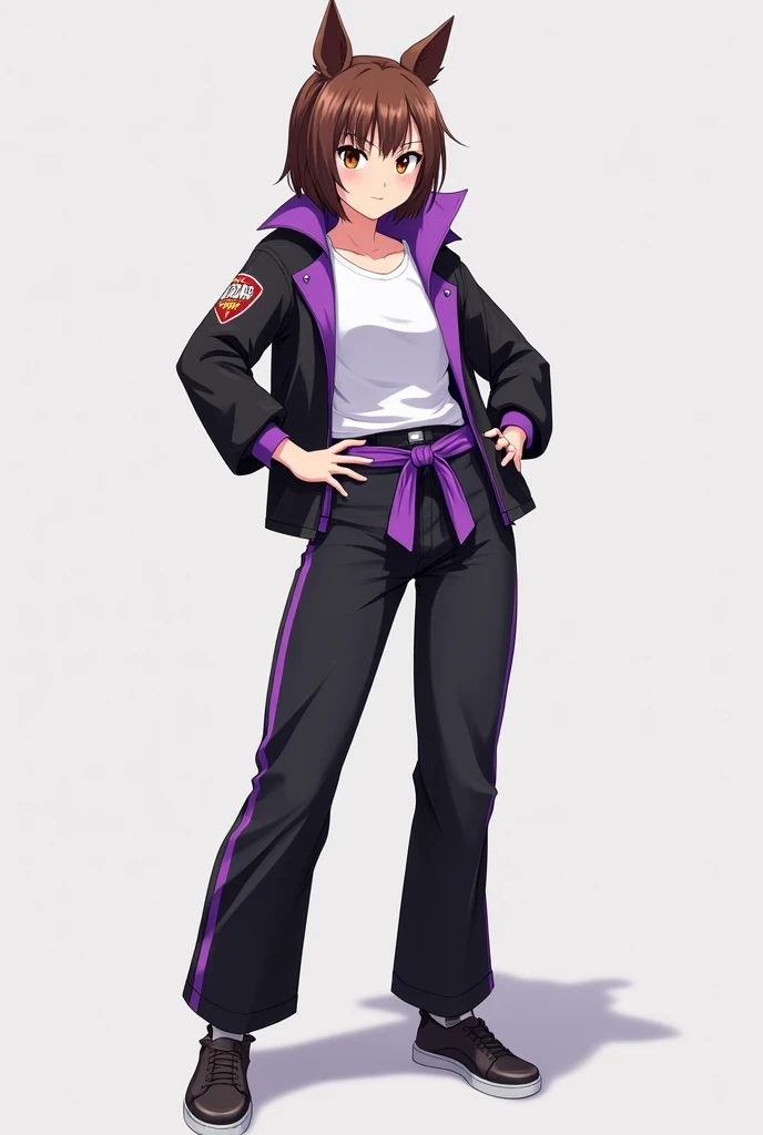 1 nobara kugisaki, Sweatpants black, boobs, breast, white shoes