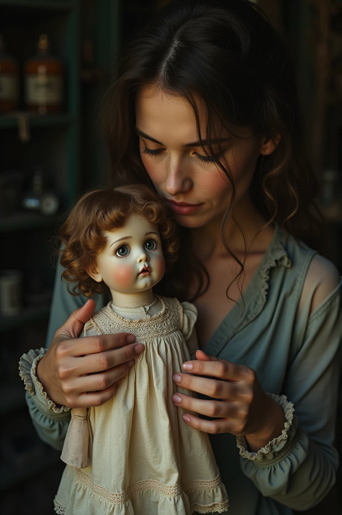 Jenna found an old porcelain doll in her attic. She brought it downstairs