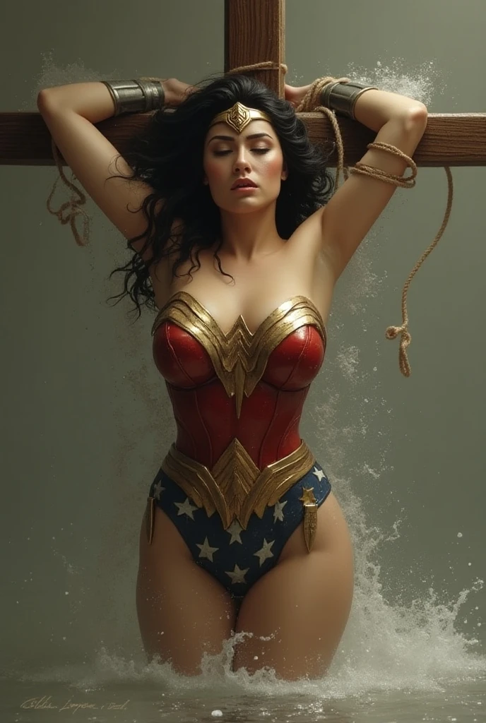 perfect wonder woman costume,turn away,back view,Being submerged in a pool,Drowning in the pool,Face submerged in water,dive underwater,Submerge your face in water,inside the pool,Inside the fountain,Soaked in water,Soaking wet wonder woman,sleeping face,Close ~ eyes,open your mouth,tired face,face of suffering,sleeping face,soaking wet hair,Soaked Hair,wet body,fight the men,surrounded by men,,caught between men,being tackled by men,Intertwining with men, Attacked by men,assaulted by men,Being bullied by guys,being sexually abused by a man,Captured by a man,Being detained by a man、touch your face,、Hair is pulled hard,My head is grabbed,Grab my head,brown hair, masterpiece、beautiful girl、fine 目、puffy eyes、highest quality, 超High resolution, (reality: 1.4), movie lighting,super beautiful、beautiful skin、(超reality的な)、(High resolution)、(8K)、(very detailed)、(beautiful and fine 目)、(Super detailed)、 detailed face、slanted bangeshi hair、brown hair、20-year-old、Wonder Woman Cosplay, show nipples, medium breasts, show vagina, wide open legs:1.6, spread legs.