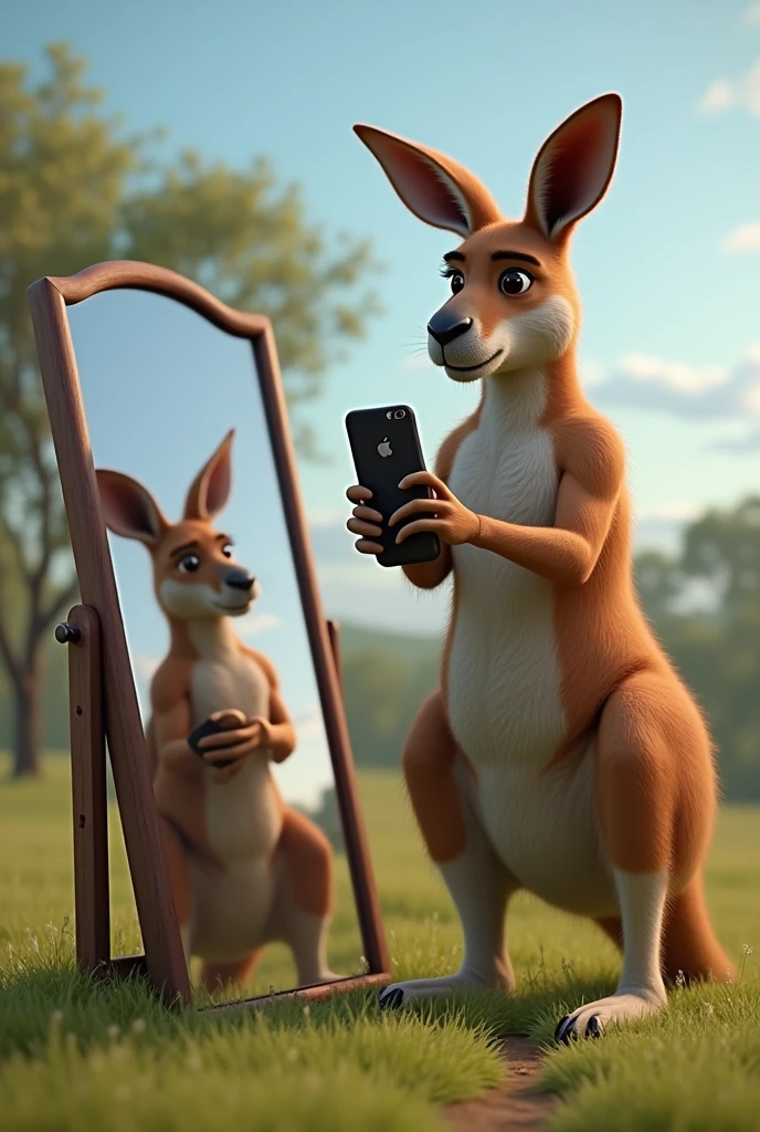 3 bizarre animals taking selfies holding a cell phone, recording the moment of a funny stumble, tirando sarro