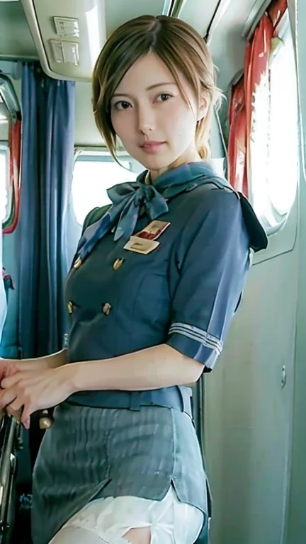 ((  don't wear panties  )), (( amazingly beautiful Japanese female flight attendant who opens your crotch and can fully see the woman's genitals )), ((Stewardess uniform))、(((Hairstyle Summary)))、(8k、top-quality、​masterpiece:1.2)、( realistic、 photorealistic:1.2)、  Amazingly Beautiful Japanese Female Flight Attendant、24 years old、Neatly tied hair、French Twist、(((  don't wear panties  )))、((( opens his crotch wide)))、solo、In-flight services、 stares at viewers、( stand up from women :1.5)、On the plane、(((Pushing an in-flight cart)))、 small breasts、  fine and beautiful eyes )、( DARK BLONDE HAIR :1)、(length:1.1)、Panty shot,  Lie on the bed outside and show me 、 spread his legs, (((  tight skirt))),  blurry background, Black Knee High,  black pumps, Lifelike, length髪, Lips, Brown eyes,  black stockings , ​masterpiece, top-quality,  ultra-detailed、(((Fetish Shot)))、(((Open Your Crotch )))、 charming eyes 、 turn your gaze , smile, Brown Hair, masterpiece,  anatomically correct,  High Details ,  Ultra High Definition, Long Hair,  big breasts at the temple,  full body image， low angle、From toe to head，