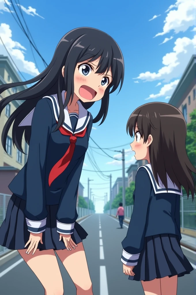 score_9, score_8_up, score_7_up, source_アニメ, masterpiece, 1girl, (work), blue dress, white sailor collar, red bowtie, white long sleeves, Full Body, Primary school students、View your viewers, indoor, Open your mouth, Black Hair、Shiny Hair, work, Highest quality、skirt open、White 、cute、blush、Watery eye、Sex、Creie、Dpulls a thread、(Semen overflowing)String、(A lot of se)、Huge penis insertio、Anime H、Aniages, ape、Trembling、(One man), Browsing Caution, It the big penis、(uterus at viewer penis inserted into pussy cross section looking th)