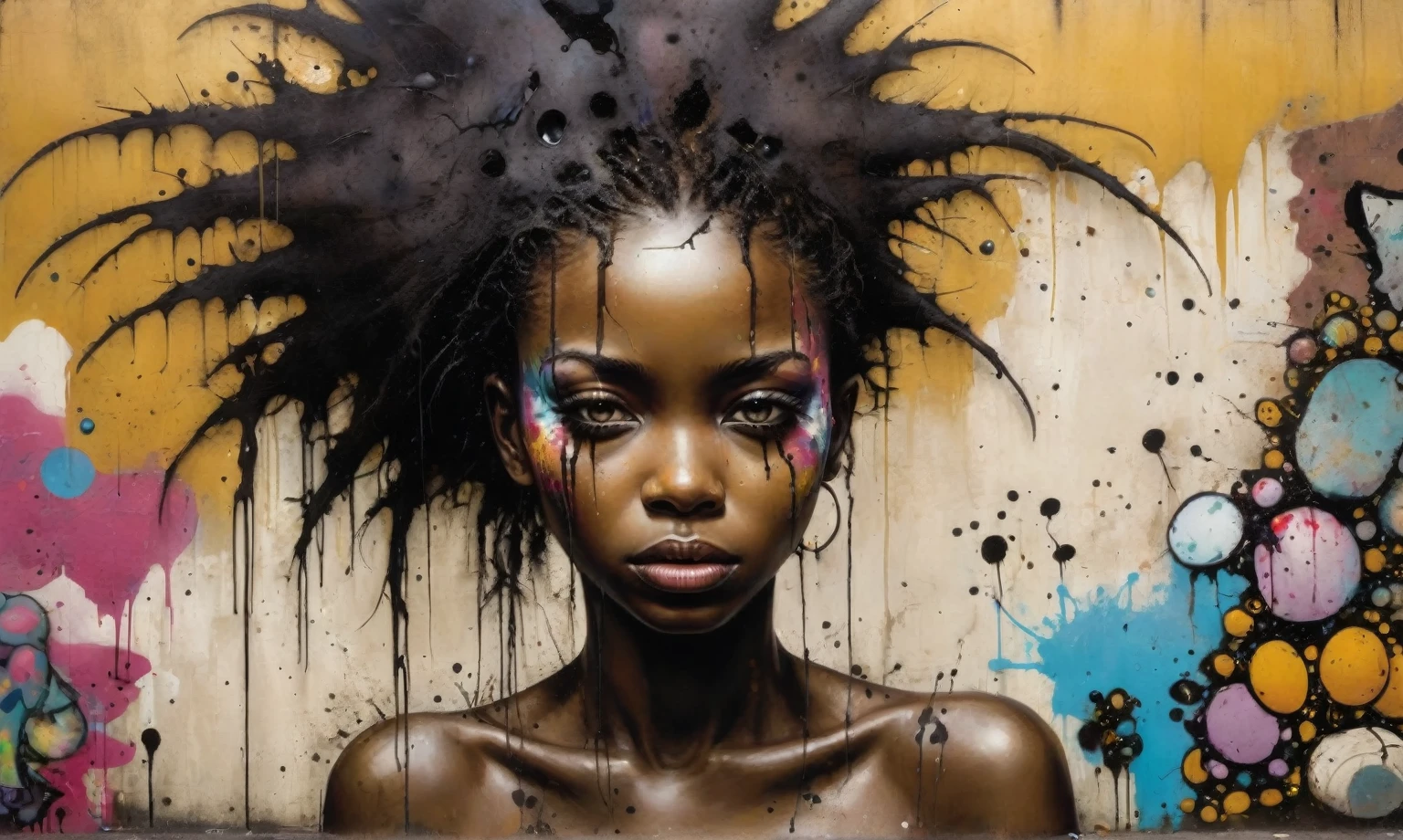 TWO BLACK LOVERS DONE IN THE BLACK ART STYLE OF WAK