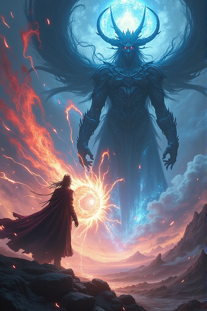 Sypha contra Bas, Sypha in a monstrous and insectoid form and Bas using his abilities and raising his wings.