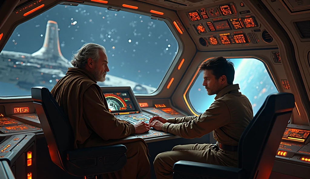 Star Wars, One old man Christopher Lee and one young Princess Leia human race, age gap, age difference, giant tall size, old man 70, long beard white, armor stormtrooper, face smile, hairy body, naked, big long penis erect, cumming, he carries his girlfriend strongly with both hands, kissing mouths loves, ass fuck positions, sexy young girl 18, size tiny and skinny, hairstyle blond, face embarrassing blushed, in comfort sitting position for sex, one old man, one young girl, naked, nsfw, on Spaceship.