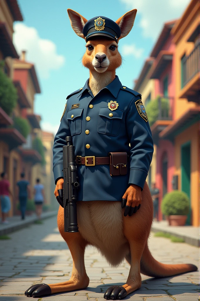 score_9, score_8_up, score_7_up, rating_safe,source_furry,anthro,source_3D, nick wilde male muscular fox (fursuit version) looking at the viewer a gesture of peace and love (standard film uniform) (ultra realistic almost looking like a human being) (green eyes)