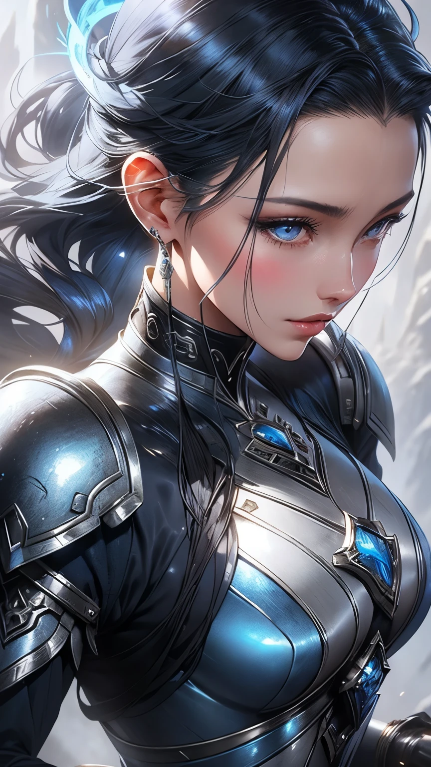 8K,Close-up of a woman in a black and white dress with small breasts、Dark hair、Werewolf with small breasts,Super beauty,(Lifelike)Blue eyes,,Chengwei Pan on Artstation、 Yang J 作、 Intricate fantasy art、assassin,Stunning character art、 Fanart Meilleure ArtStation、 Magnificent and elaborate character art、 Maid's Armor、Highly detailed artgerm、 Detailed Digital Animation Art、 ArtGerm on ArtStation Pixiv、 Girl in armor、dynamic ungle、超A high resolution、a smile、real looking skin、魅惑的、A sexy、active、Wolf ears,