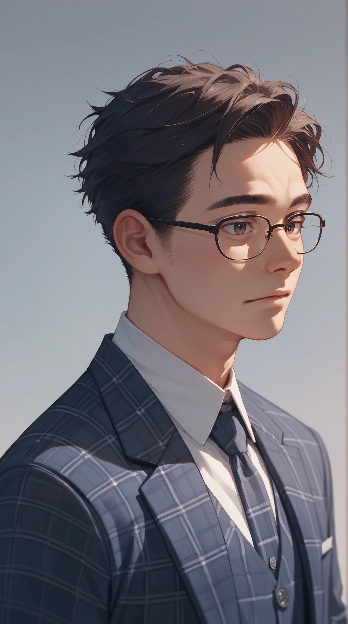 (k hd、Ultra-fine CG picture,Best picture quality、Fidelity)、(Best light and shadow effects,Very delicate and beautiful)、street、、Male youth wearing glasses、white business suit、wearing a tie、