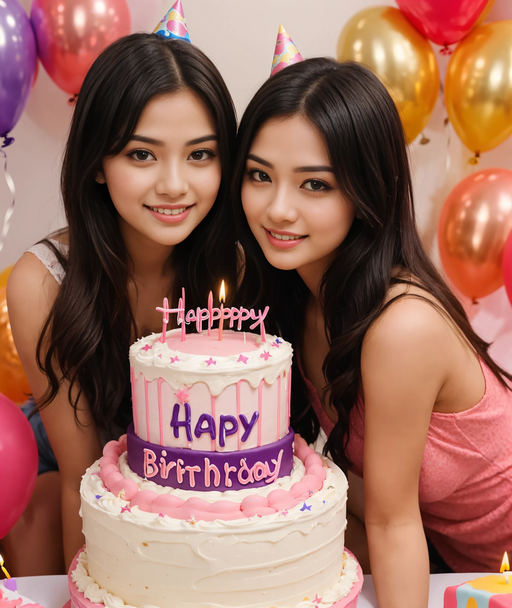 Cat and rabbit celebrating birthday day