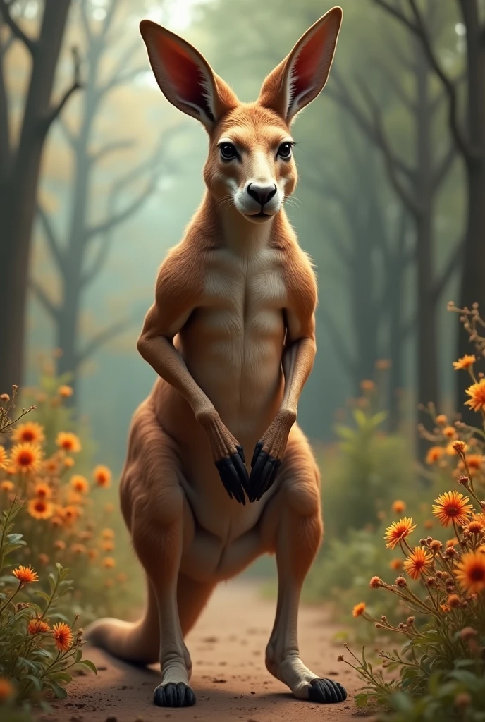 solo, furry, anthro, deer, female, E621, naked, standing, arms behind, medium curves, medium ass, medium breasts, front view, simple image background, by zaush
