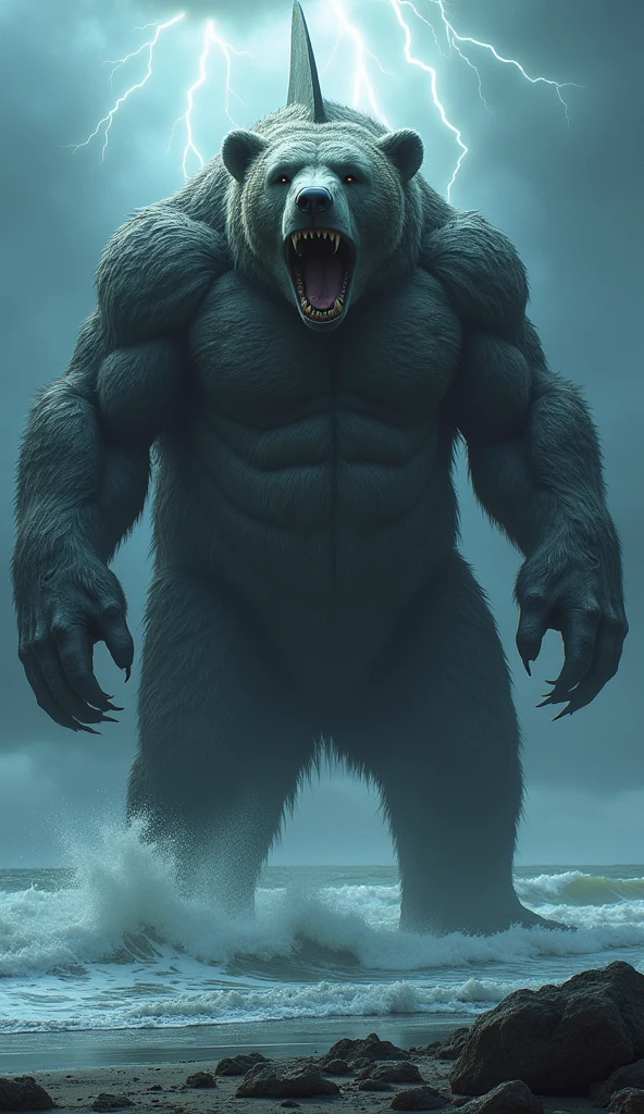 Urszilla is a colossal creature, the result of the fusion of a bear, Godzilla and titanic radiation. Standing 25 meters tall, its skin is a combination of dense fur and radiating scales, and spikes of green energy emerge from its back. Gifted with devastating abilities such as radioactive roar, powerful blows, fusion breath, rapid regeneration and seismic impact, Urszilla is a force of destruction. Vulnerable to extreme temperatures and magnetic interference, it transforms its surroundings into a radioactive wasteland, ferociously attacking any threat within its territory.