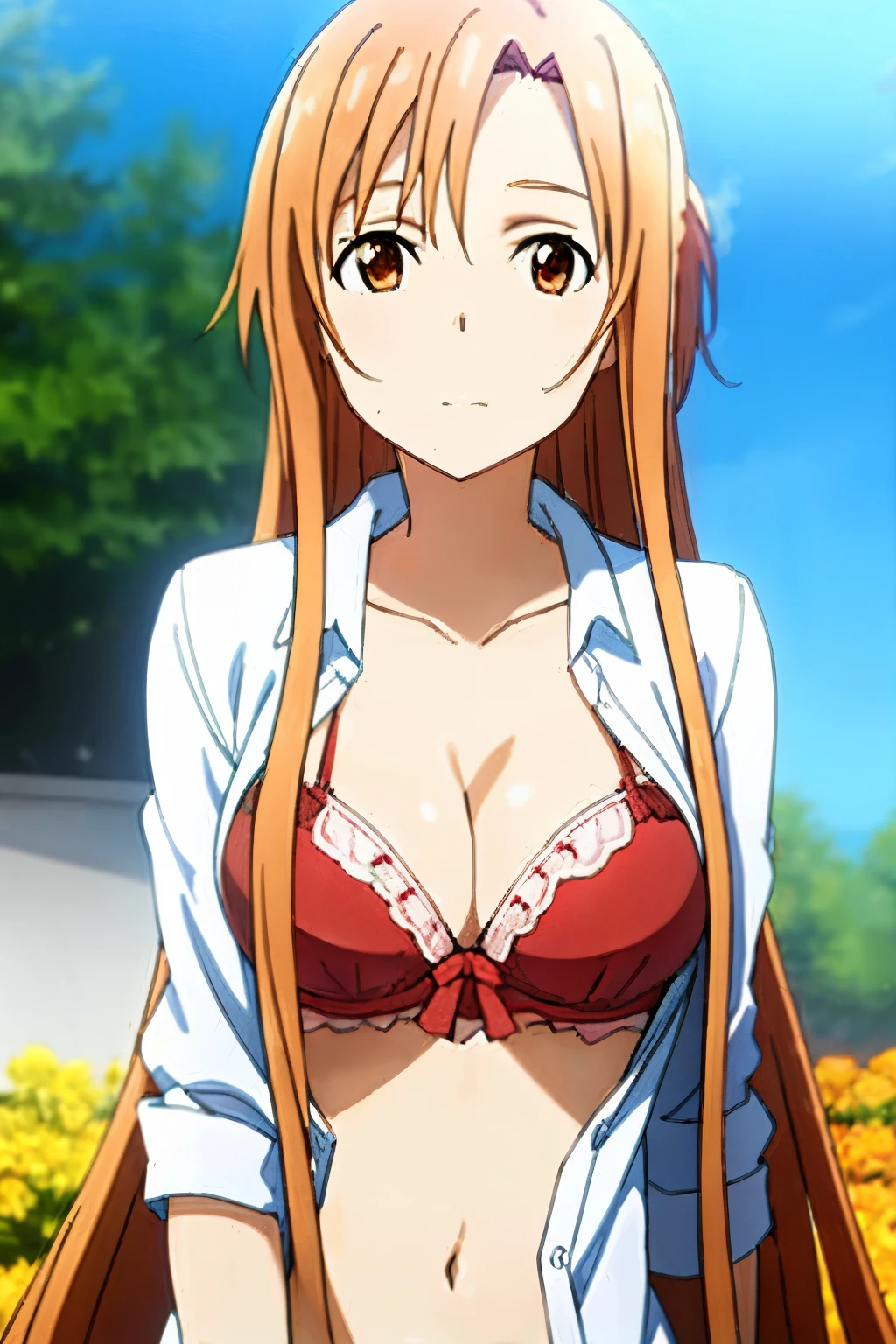  yuuki asuna ,

Long Hair, Long Hair,  open shirt showing bra 
