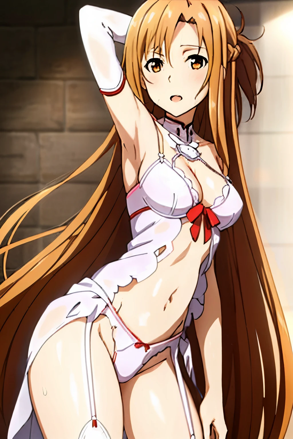 Yuuki Asuna,

long hair, long hair, Wearing sexy body lingerie 
