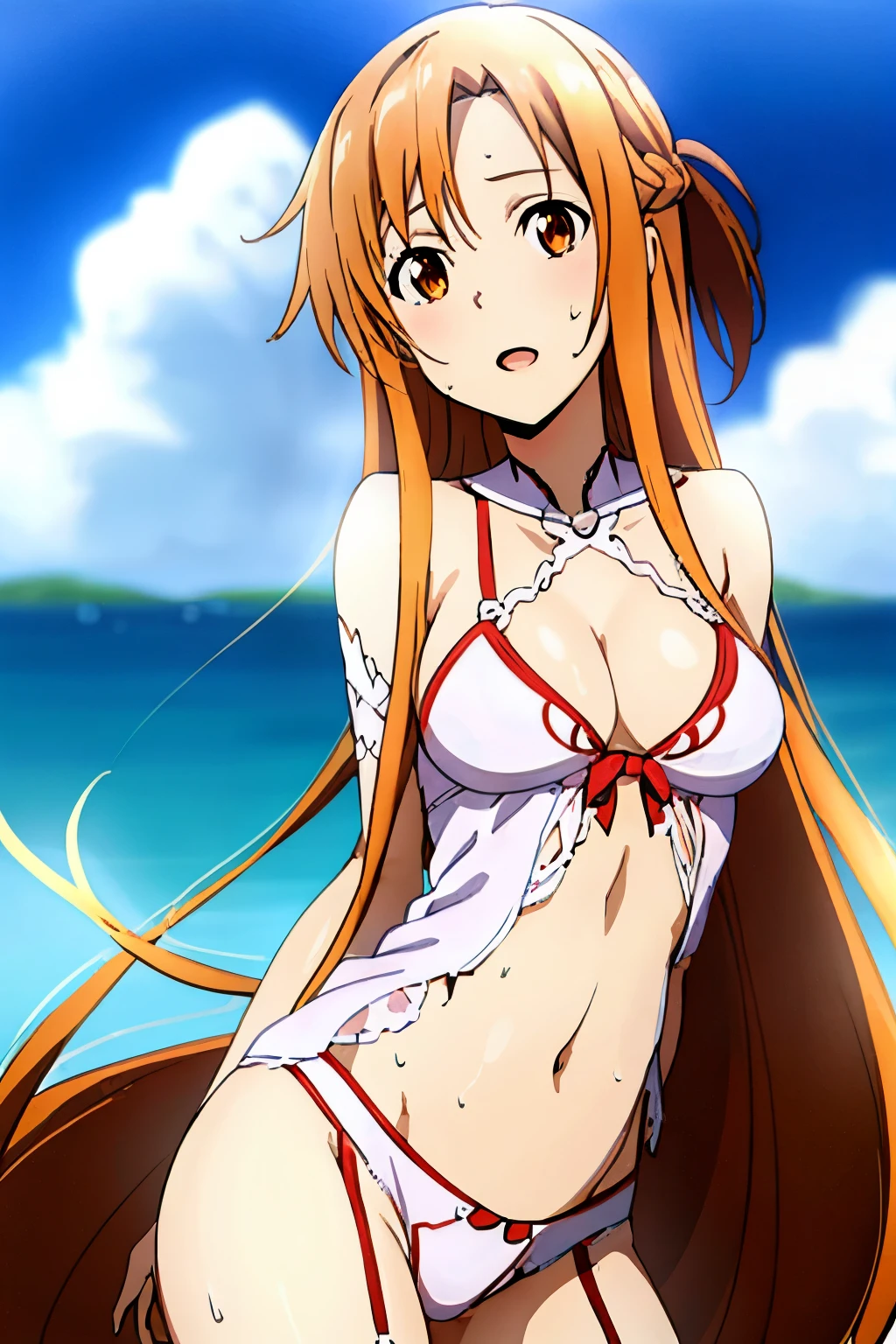 Yuuki Asuna,

long hair, long hair, Wearing sexy body lingerie 